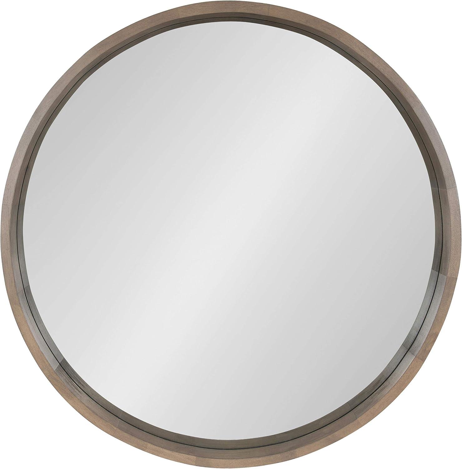 Kate and Laurel Hutton Round Decorative Wood Frame Wall Mirror