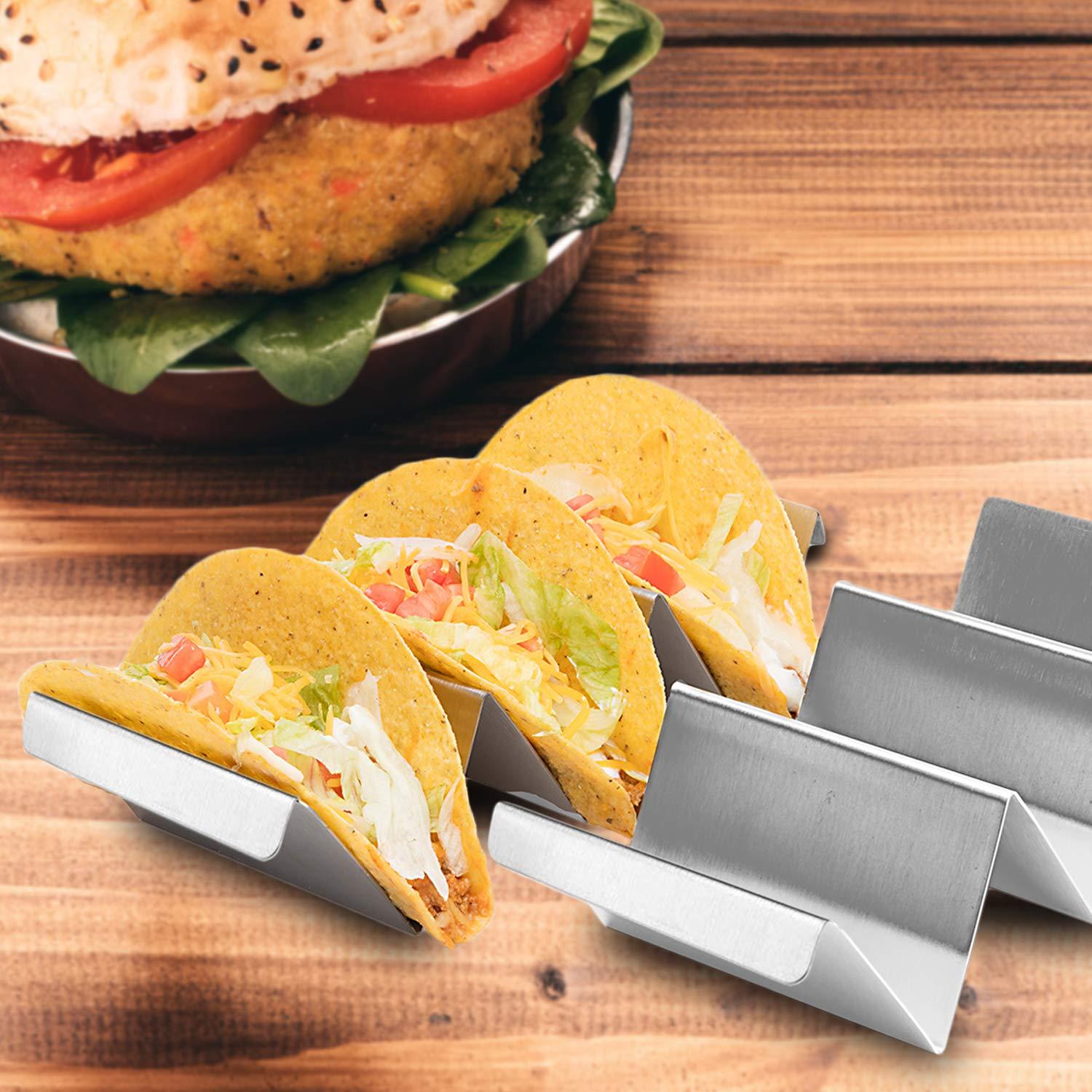 Polished Stainless Steel Rectangular Taco Holder Set of 4