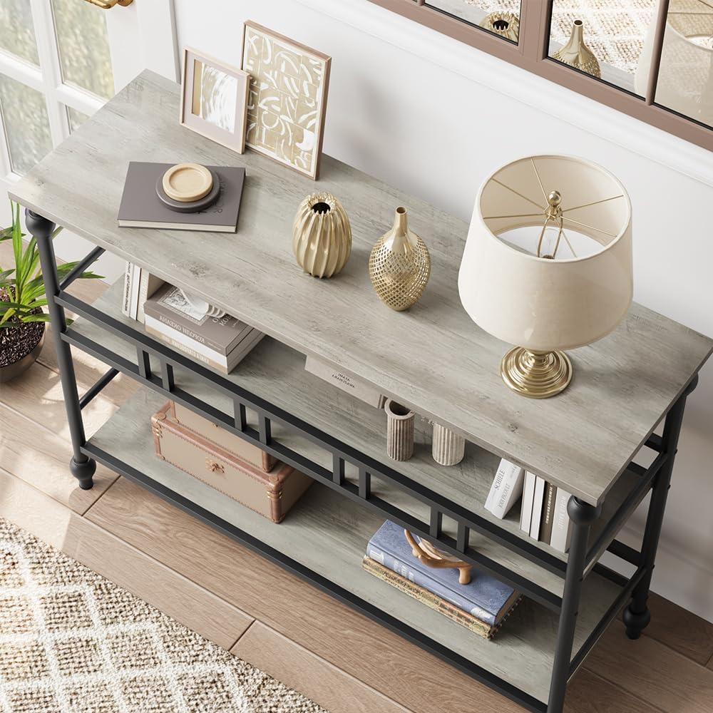 Console Table, 3-Tier Sofa Tables Narrow Entryway Table with Storage, 43" Behind Couch Table Industrial Hallway Table Home Furniture for Living Room, Foyer, Bedroom