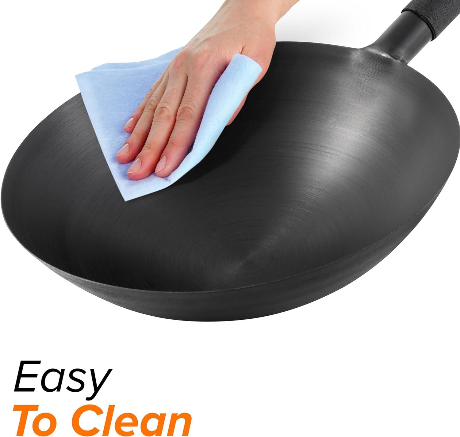 NuWave 14-Inch Black Carbon Steel Induction Wok with Glass Lid