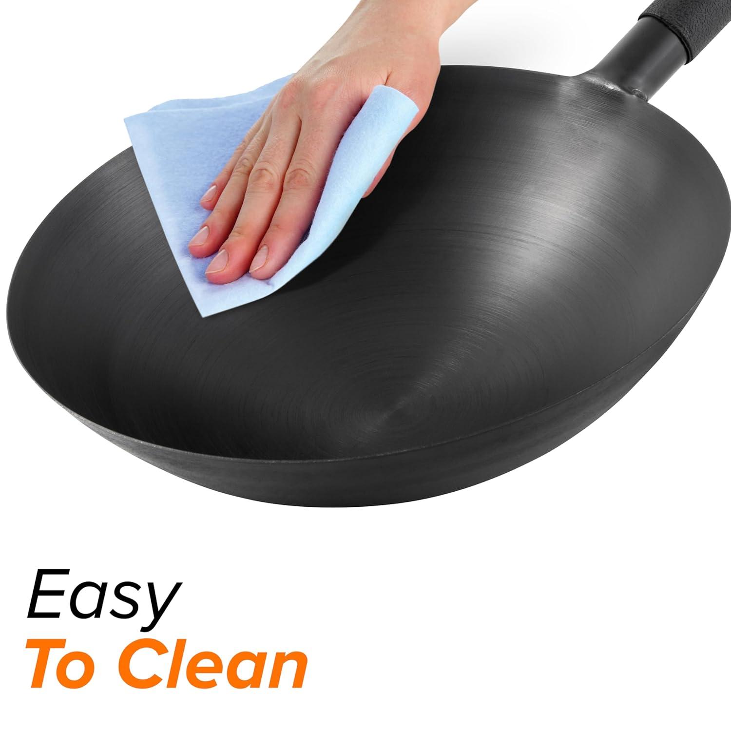 NuWave 14-Inch Black Carbon Steel Induction Wok with Glass Lid