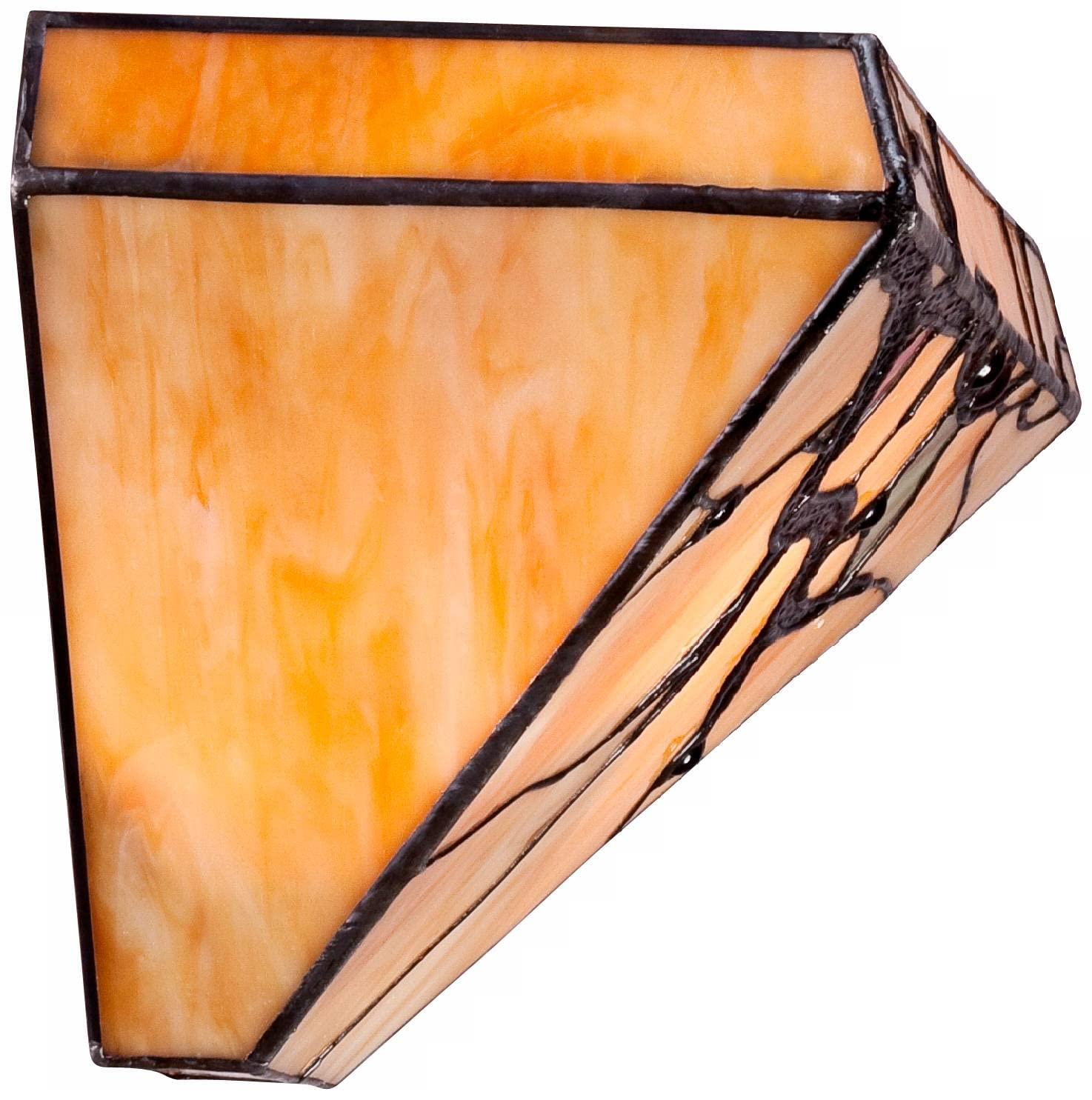 Robert Louis Tiffany Budding Branch Vintage Wall Light Sconces Set of 2 Copper Amber Art Glass Hardwire 14" Fixture for Bedroom Bathroom Vanity House
