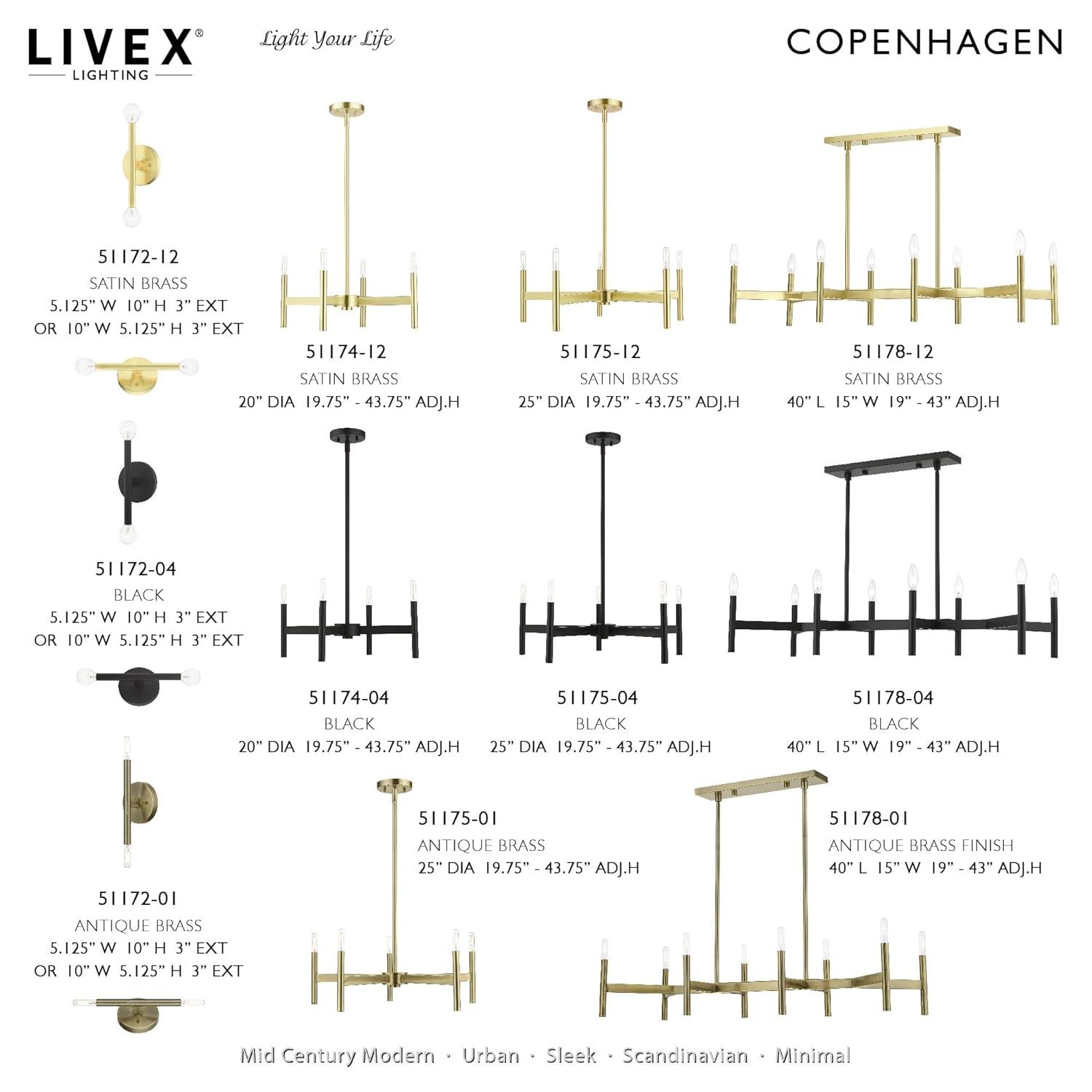 Livex Lighting Copenhagen 2 - Light Wall Light in  Black