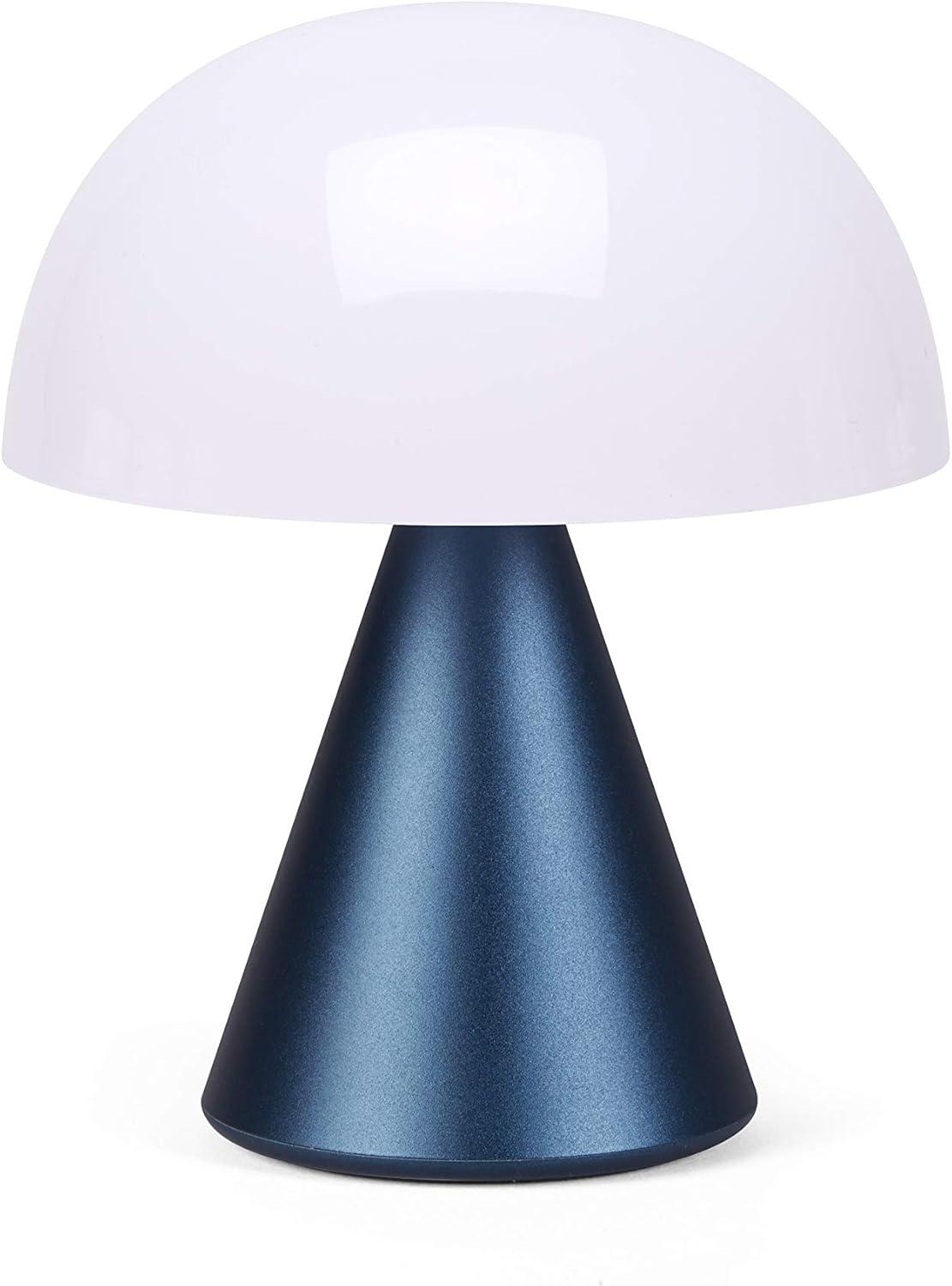 Lexon Mina M Mushroom Lamp - Portable Bedside Light for Bedrooms, Kids & Nursery - 9 LED Color Rechargeable Table Lamp with 24h Light & Dimmer, Medium - Dark Blue