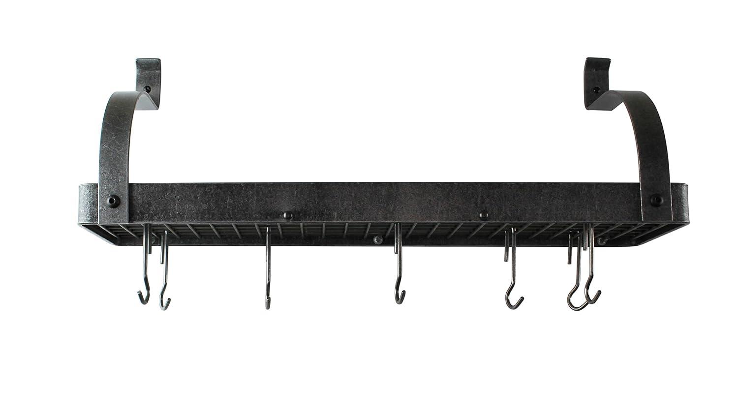 Enclume Handcrafted Gourmet Bookshelf Wall Rack with Curved Arms & 12 Hooks