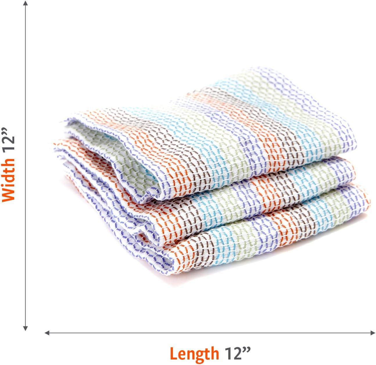 Full Circle Tidy Organic Cotton Kitchen Scrubbing Dish Cloths - 12" x 12" - Set of 3 - Multicolor