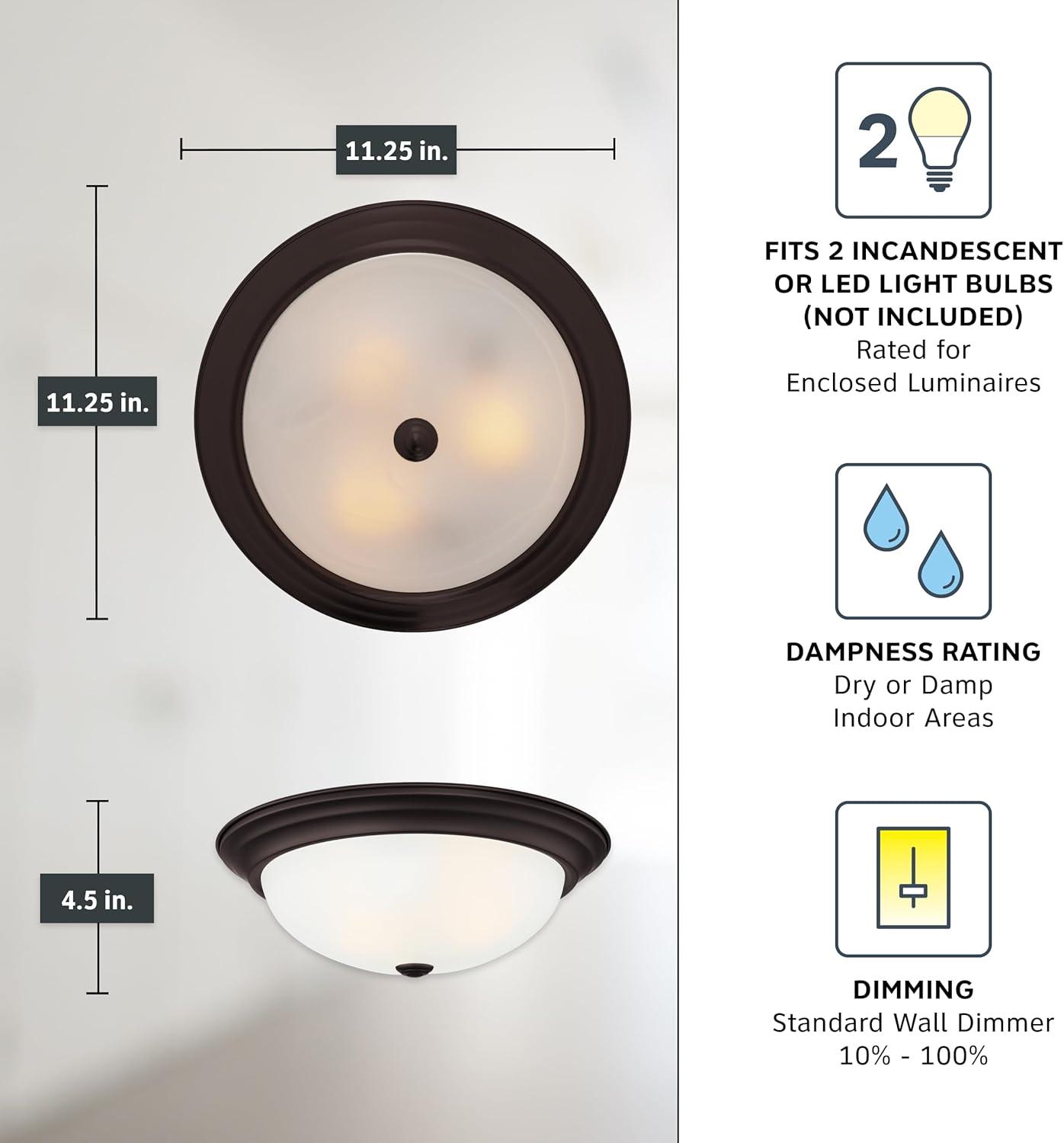 Designers Fountain 11 inch 2-Light White Flush Mount Ceiling Light, 1257S-WH-AL