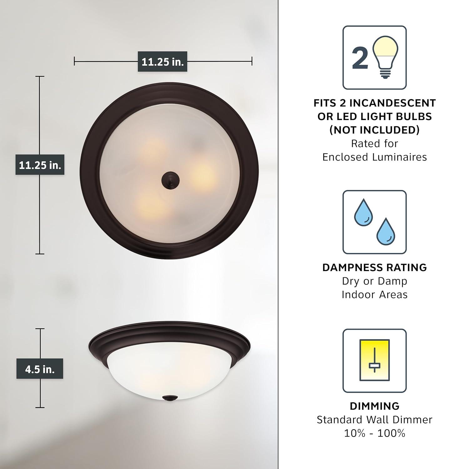 Designers Fountain 11 inch 2-Light White Flush Mount Ceiling Light, 1257S-WH-AL