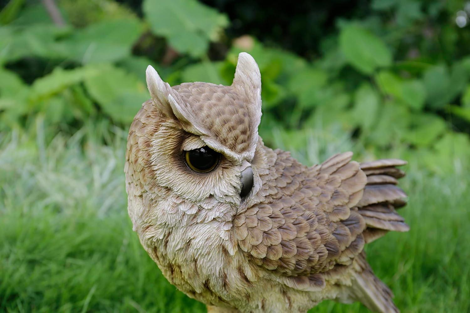 Large Brown Polyresin Long Eared Owl Statue