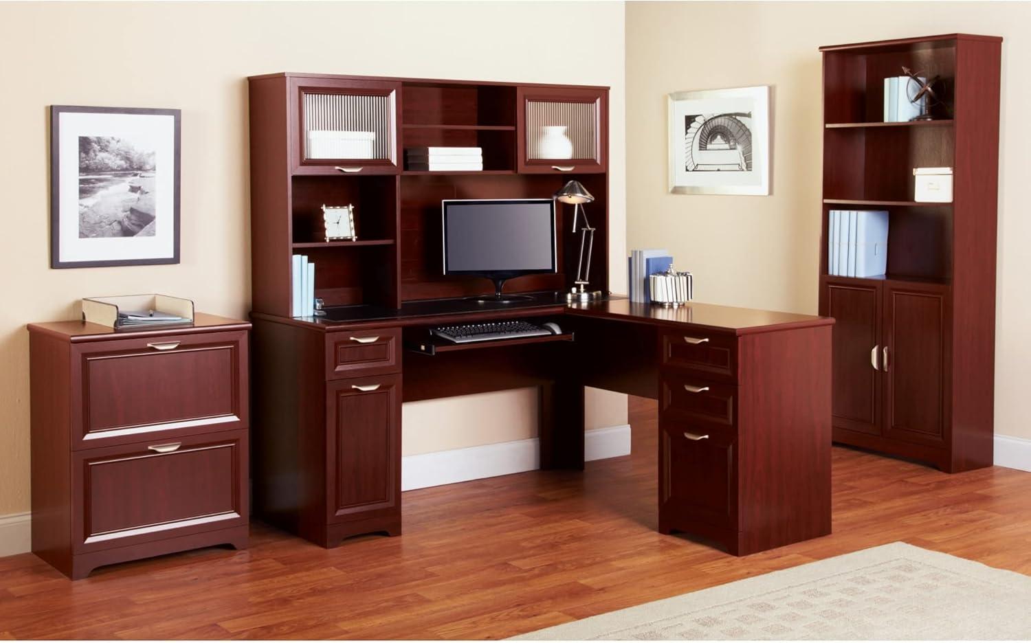Realspace Magellan 59"W L-Shaped Desk, Classic Cherry