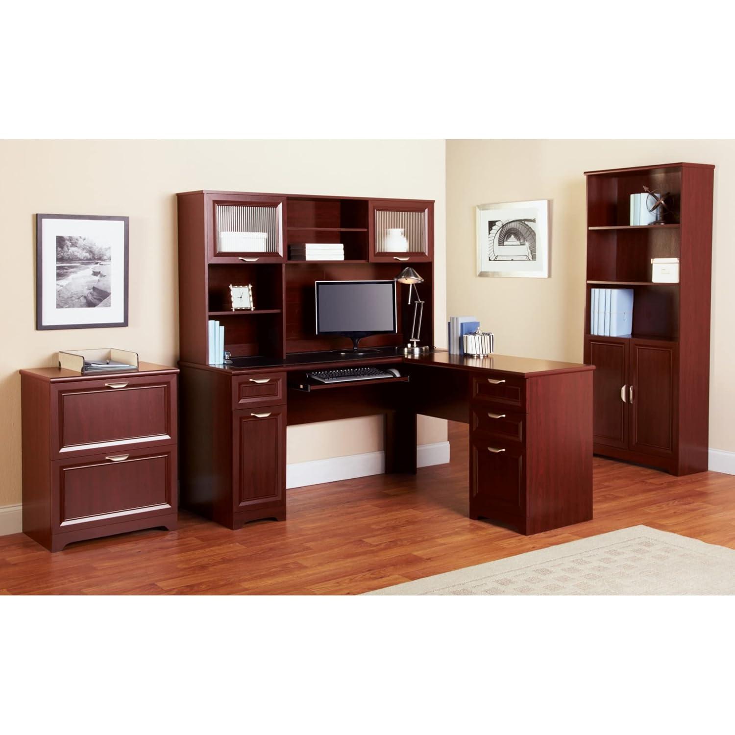 Realspace Magellan 59"W L-Shaped Desk, Classic Cherry