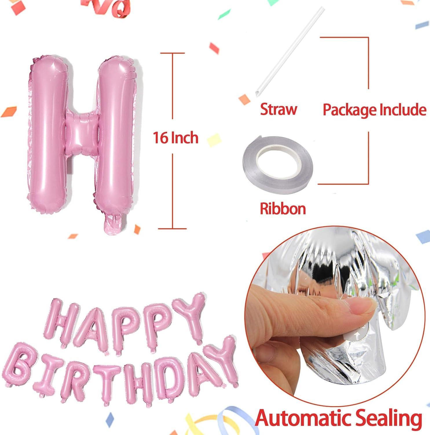 comerut 16inch Happy Birthday Letter Aluminum Foil Balloons Decoration Party Supplies