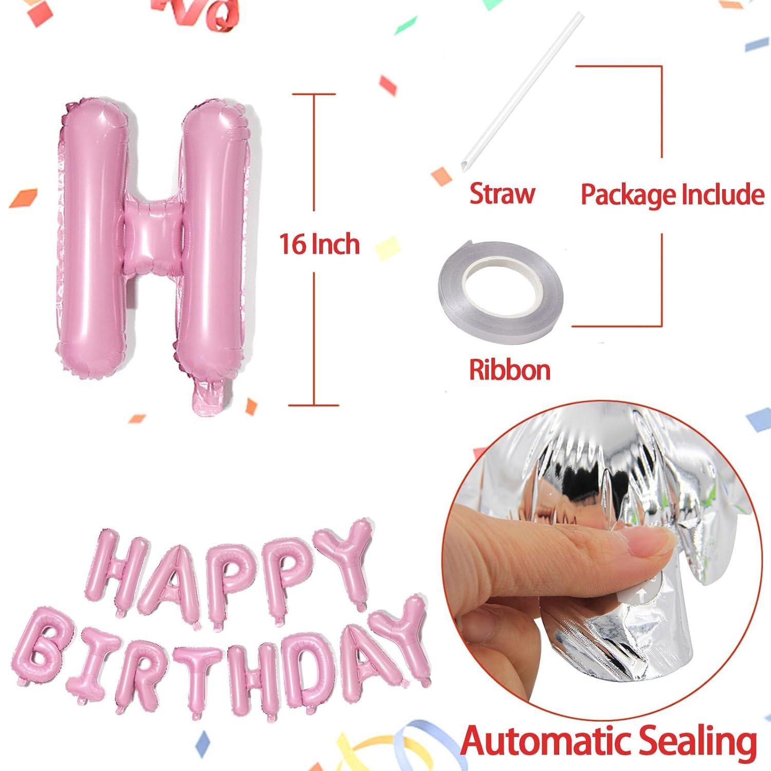 comerut 16inch Happy Birthday Letter Aluminum Foil Balloons Decoration Party Supplies