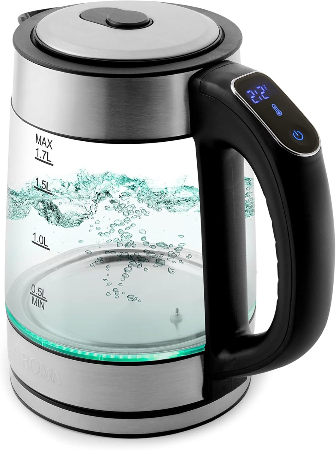 Aroma 1.7L Digital Programmable Glass Kettle with LED Illumination