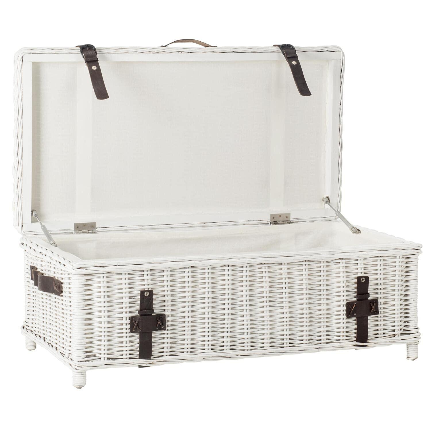 Navarro Rattan Coffee Table Trunk - Grey - Safavieh