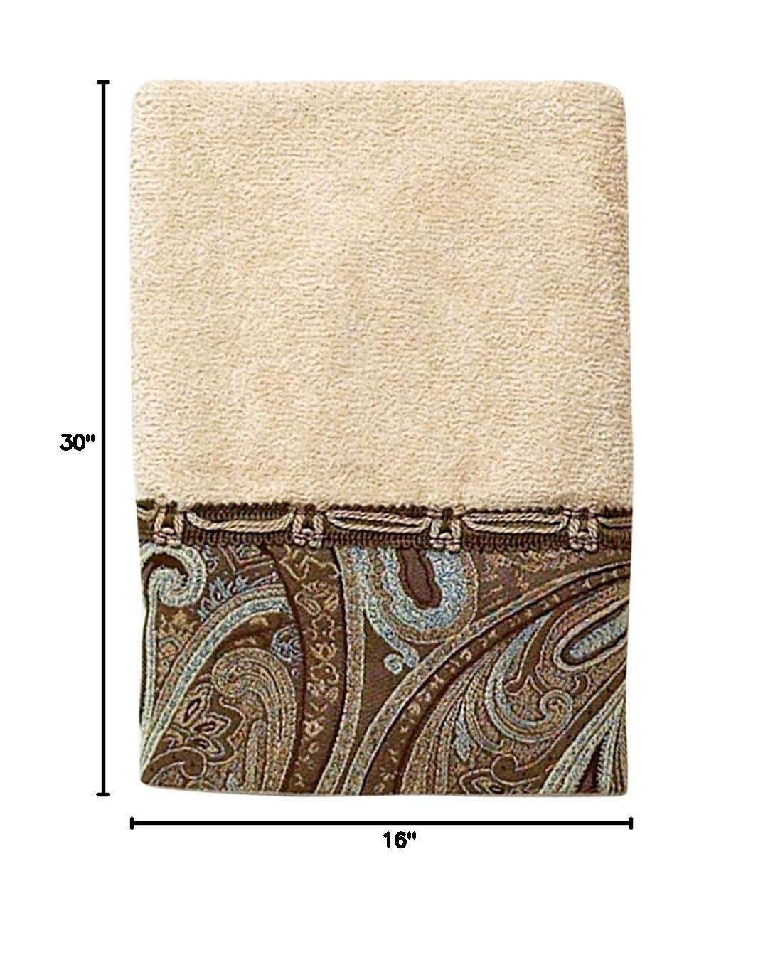 Ivory and Brown Paisley Cotton Hand Towel Set