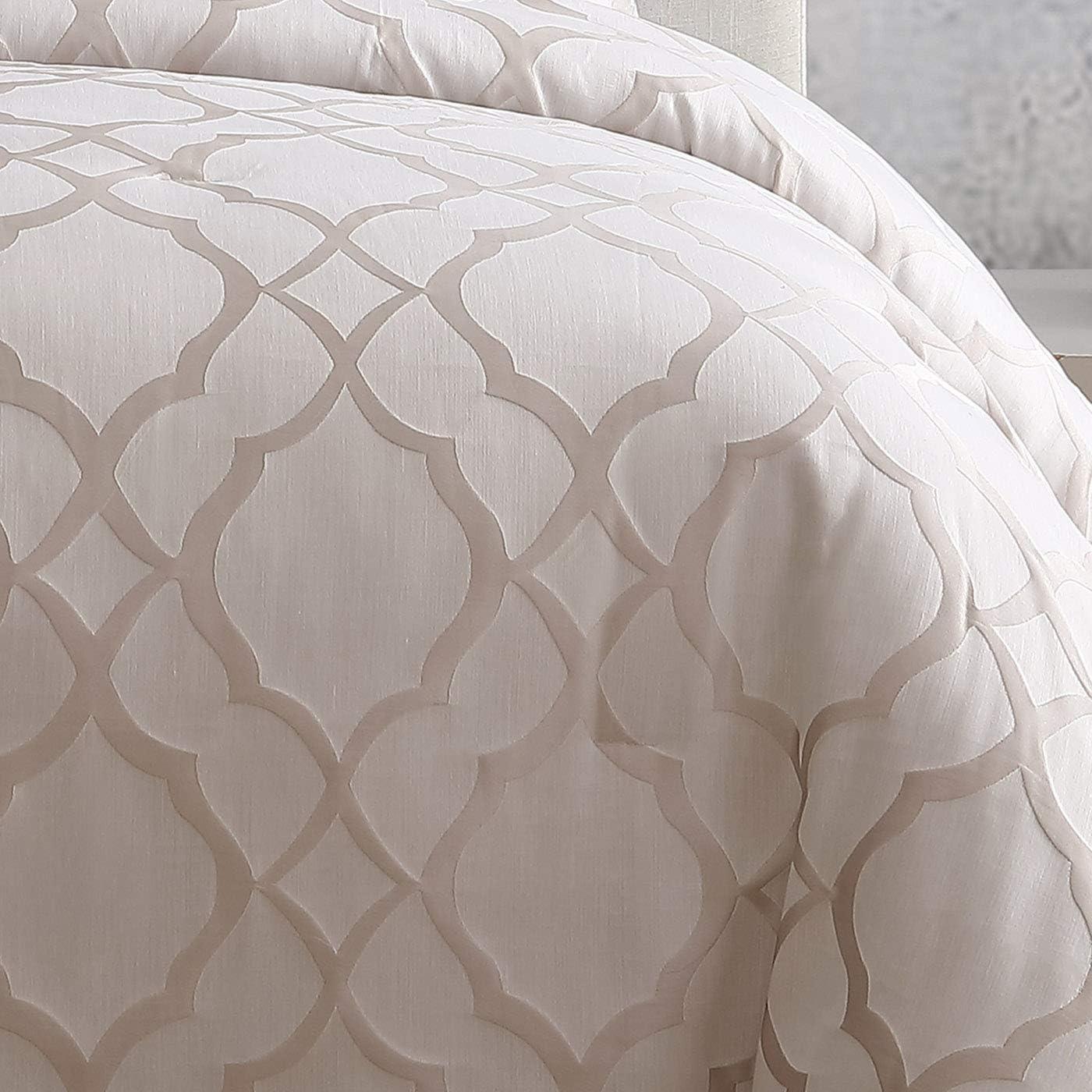 Tinley Ivory King Comforter Set with Geometric Print