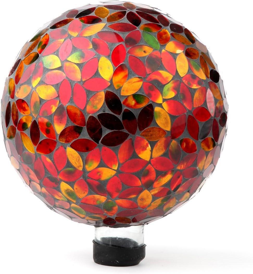 10" Red and Gold Mosaic Glass Gazing Ball