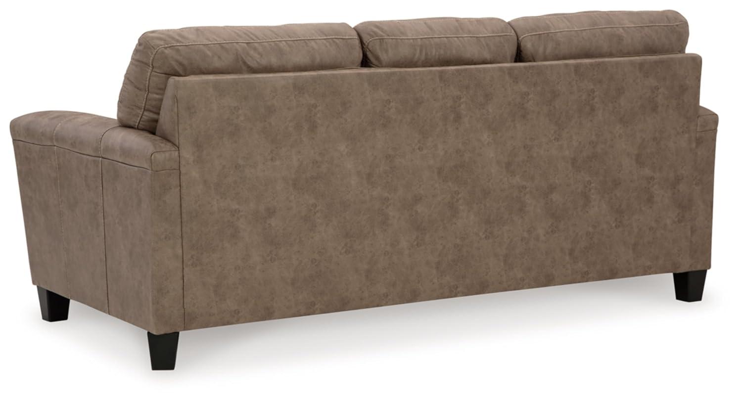 Benjara Nav Queen Size Sofa Sleeper, Fossil Brown Faux Leather, Foam, 89 Inch