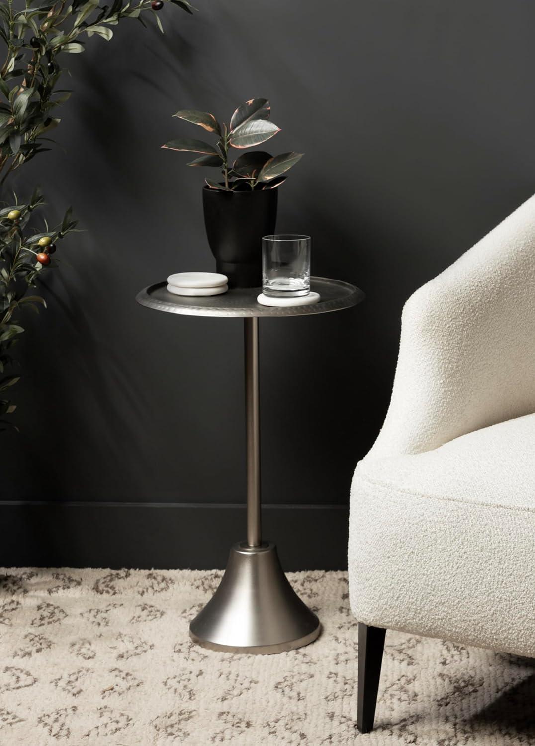 Kate and Laurel Sanzo Metal Side Table, 15x15x24, Silver