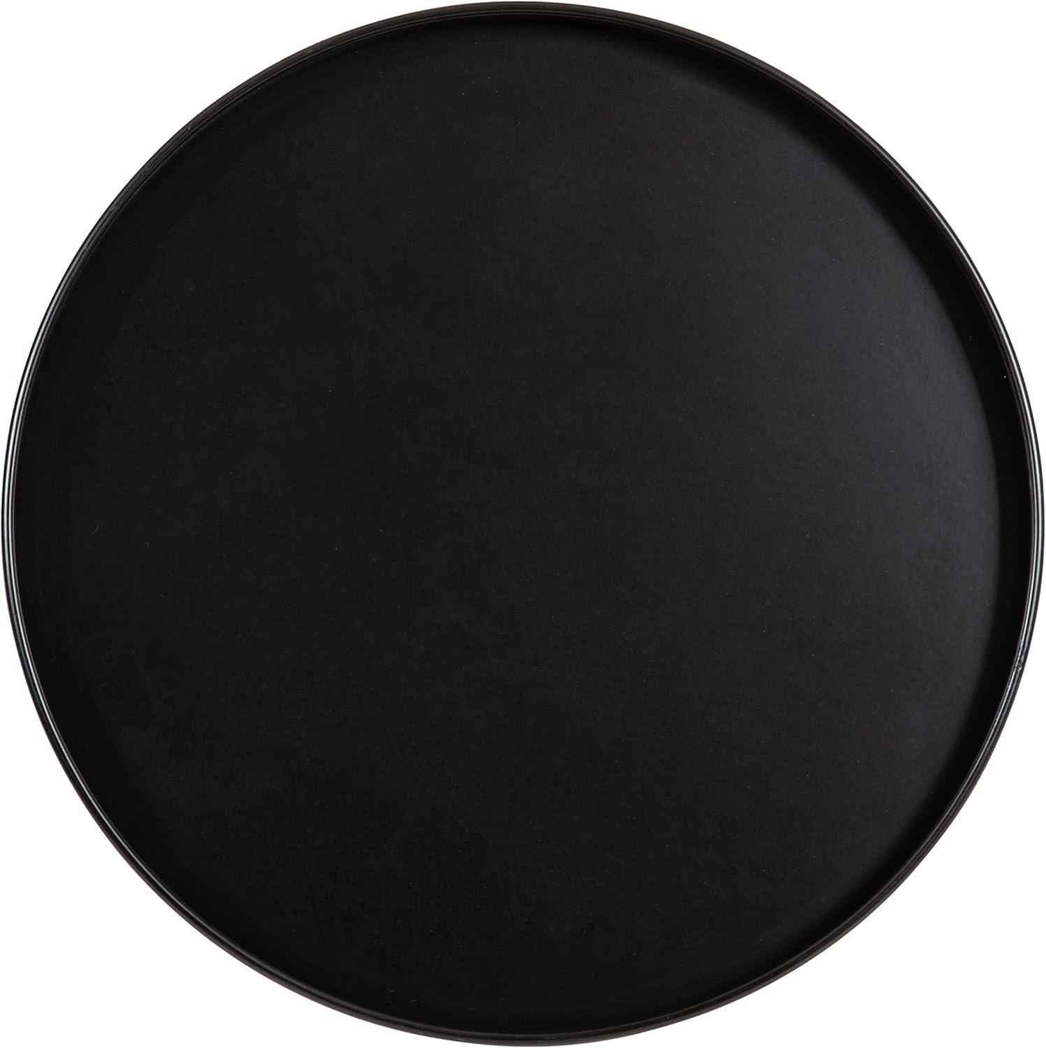Kate and Laurel Tira Round Metal Side Table, 14x14x24, Black and Walnut Brown
