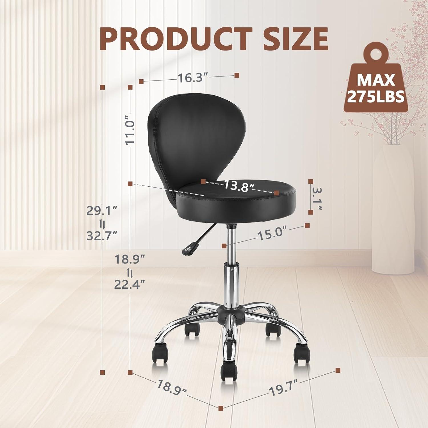 Backed Adjustable Height Ergonomic Lab Stool with Wheels