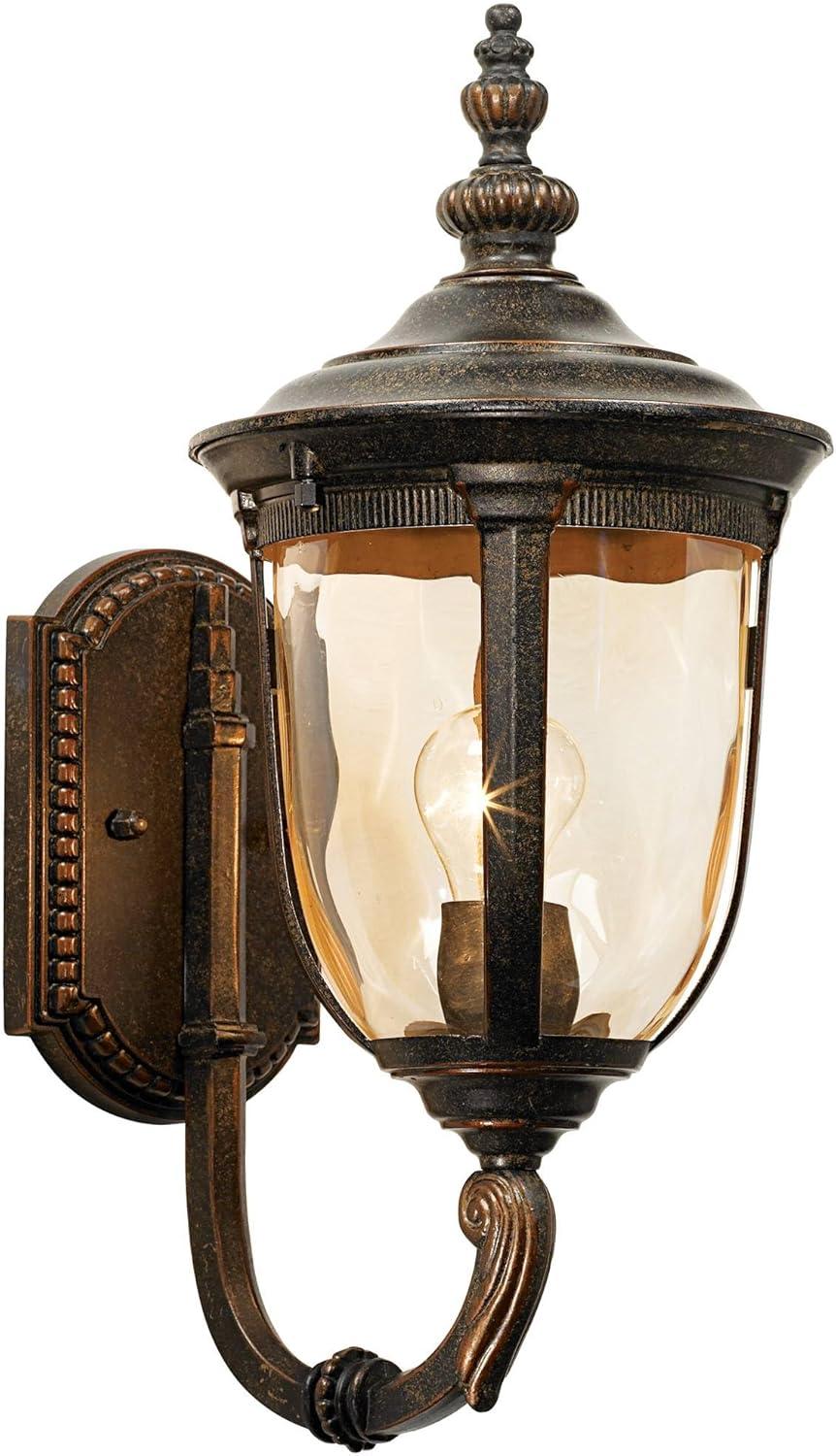 John Timberland Bellagio Rustic Vintage Outdoor Wall Light Fixtures Set of 2 Veranda Bronze Metal 16 1/2" Champagne Glass for Post Exterior