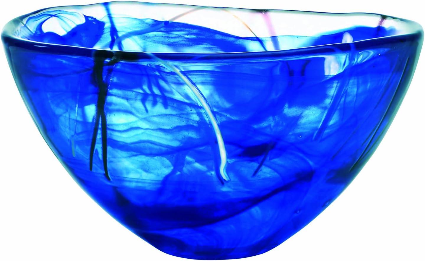 Medium Blue Handmade Glass Fruit Bowl