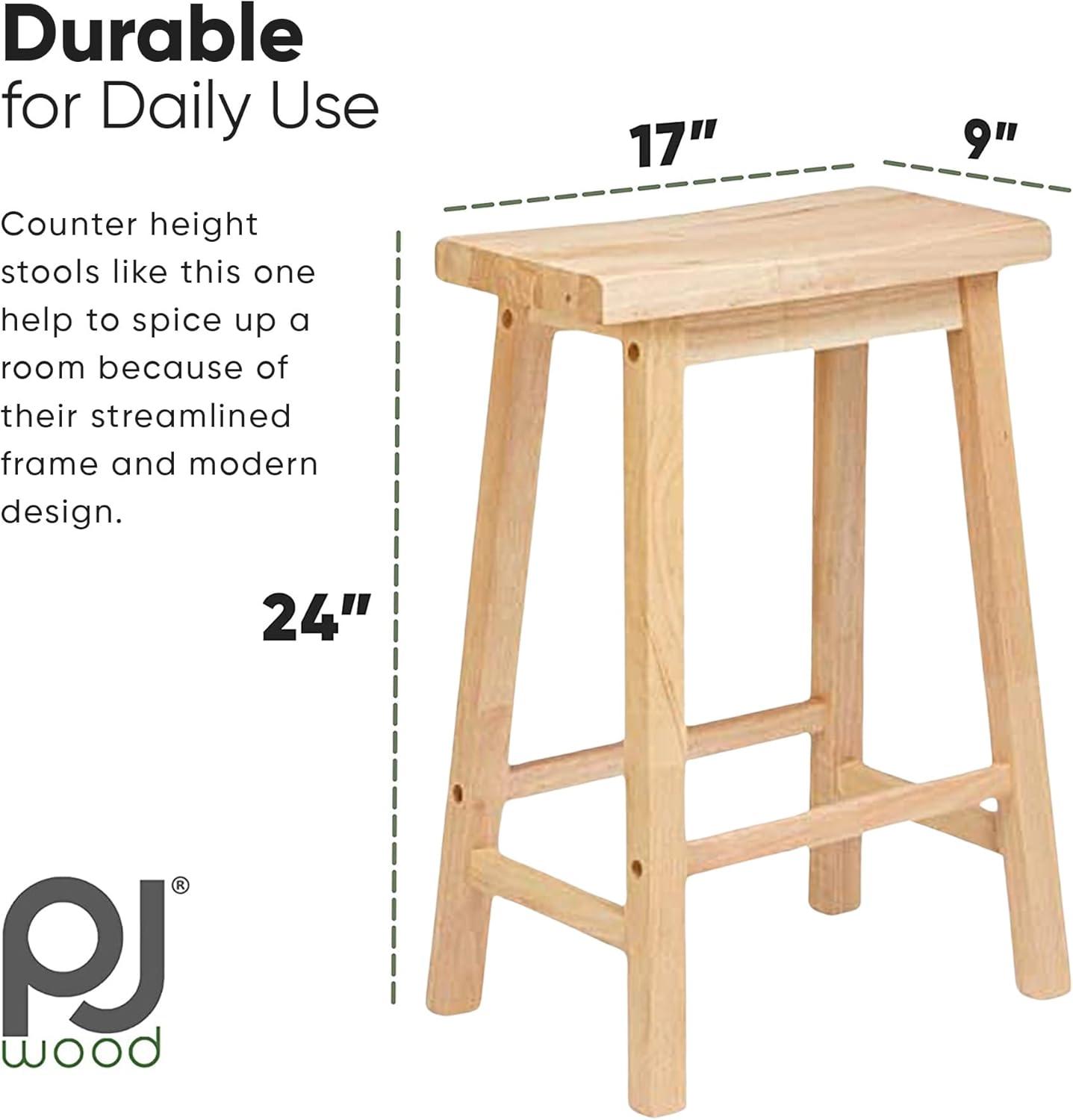 PJ Wood Solid Wood Accent Stool