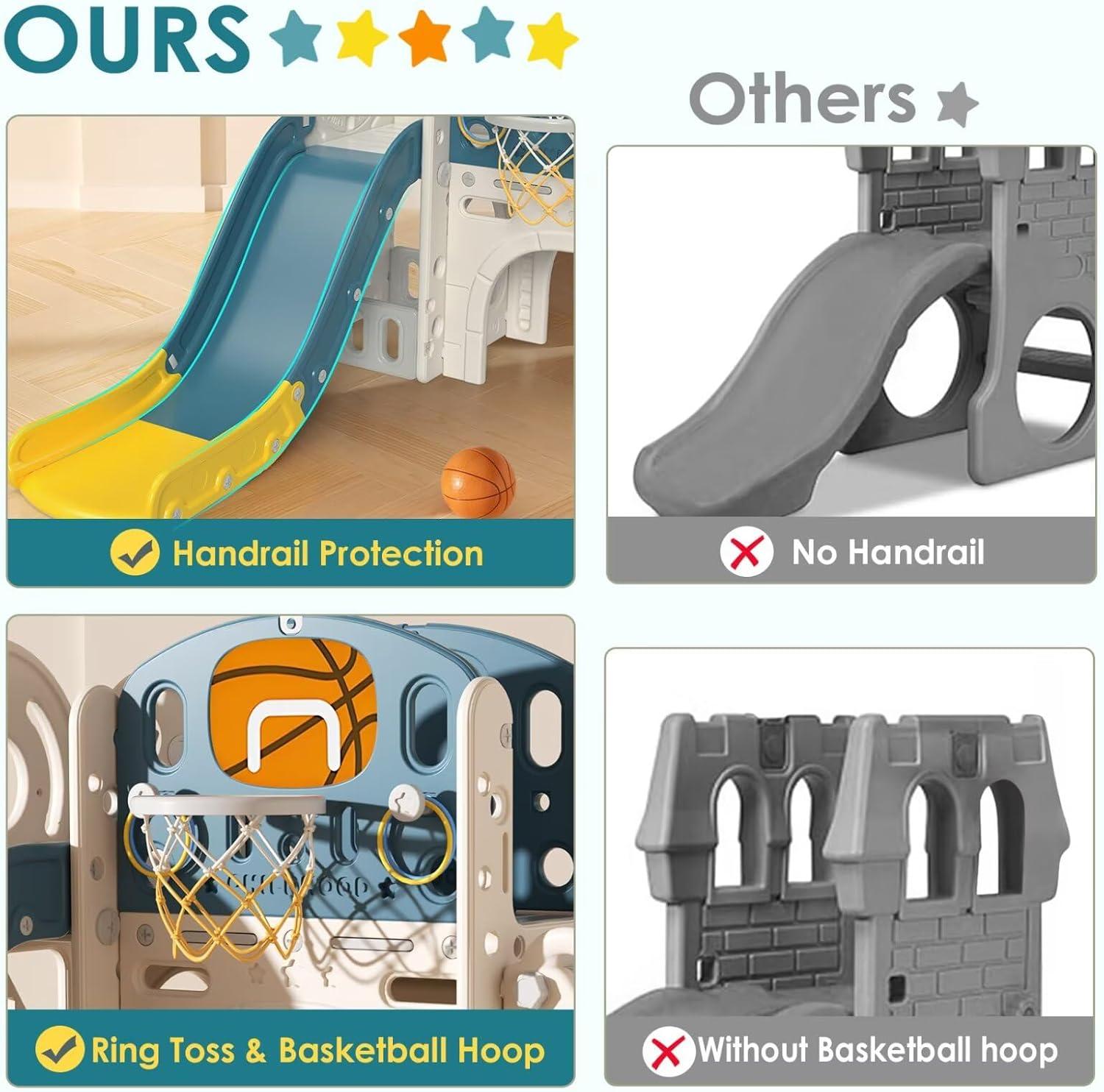 Suteck 9 in 1 Toddler Slide, Kids Slide with Climber Outdoor Indoor Slide Playset