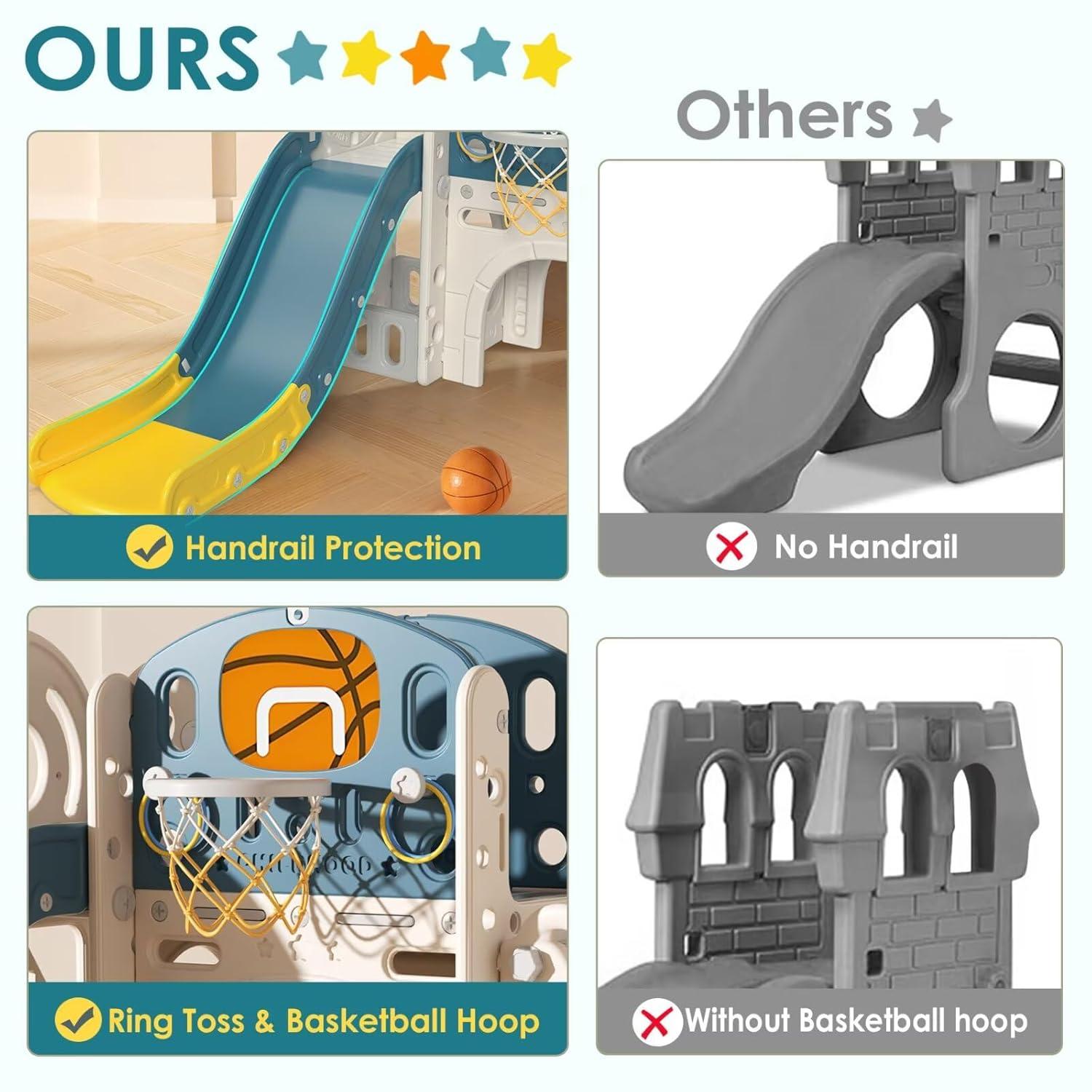 Suteck 9 in 1 Toddler Slide, Kids Slide with Climber Outdoor Indoor Slide Playset