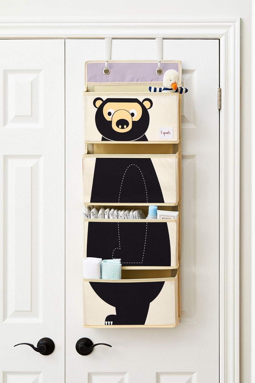 3 Sprouts - Children's Nursery Over the Door Organizer with Hooks - Bear
