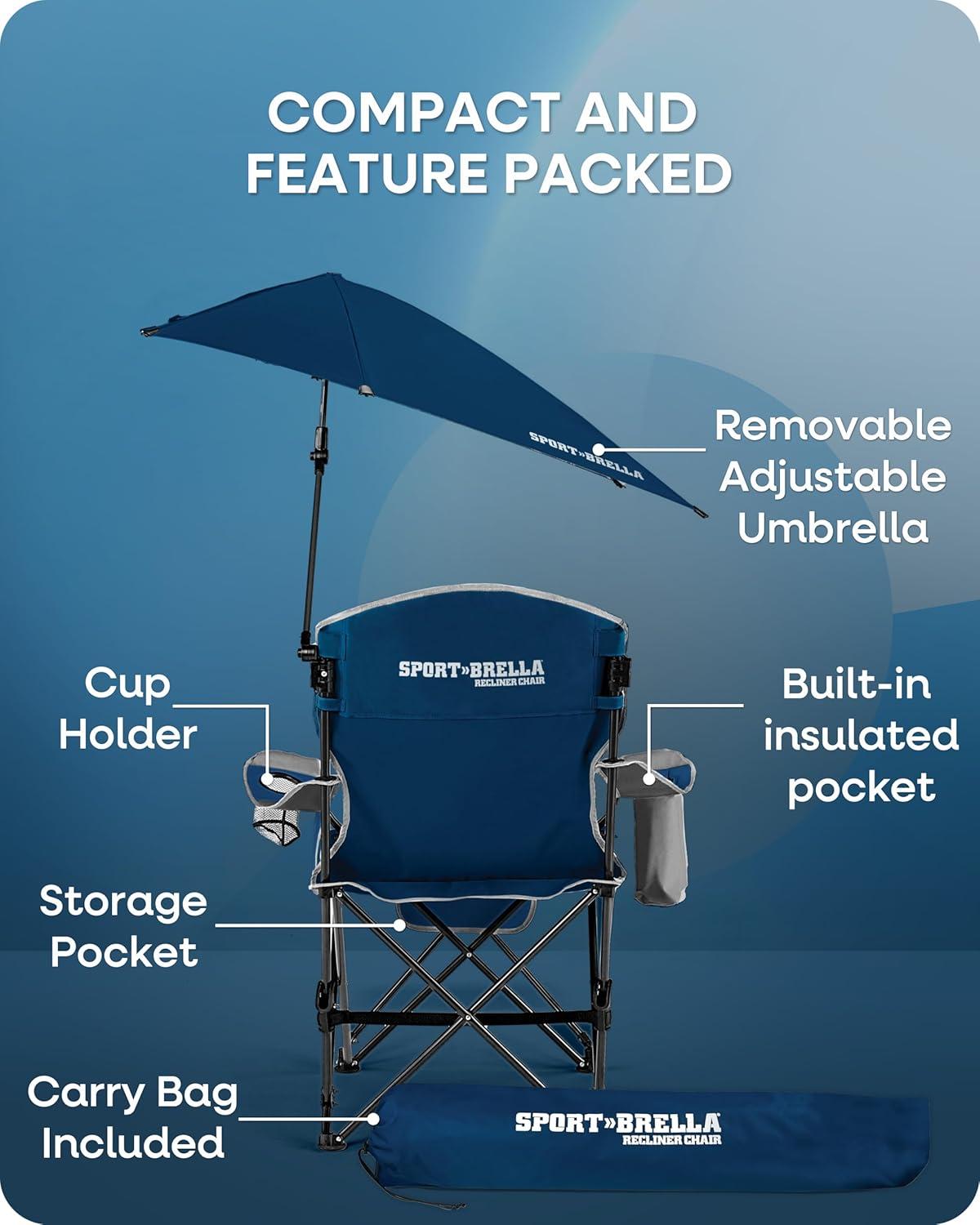 Sport-Brella Portable Recliner Chair - Midnight Blue