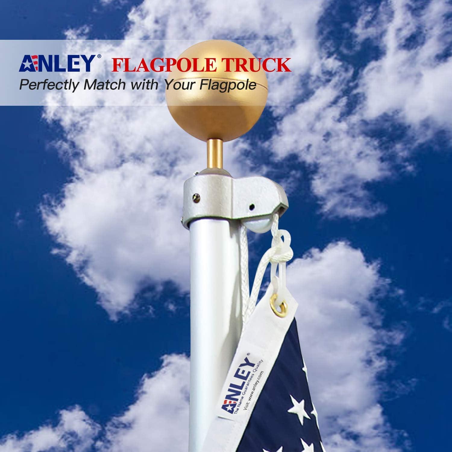 Anley Authentic FlagPole Truck with Nylon Pulley - Heavy Duty Flag Pole Halyard Stationary Truck