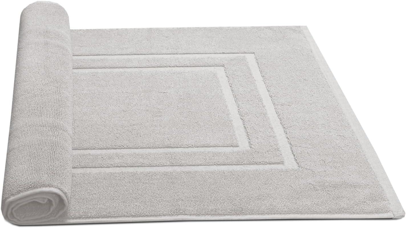 Silver 100% Cotton Plush Bath Mat Set, 2-Piece