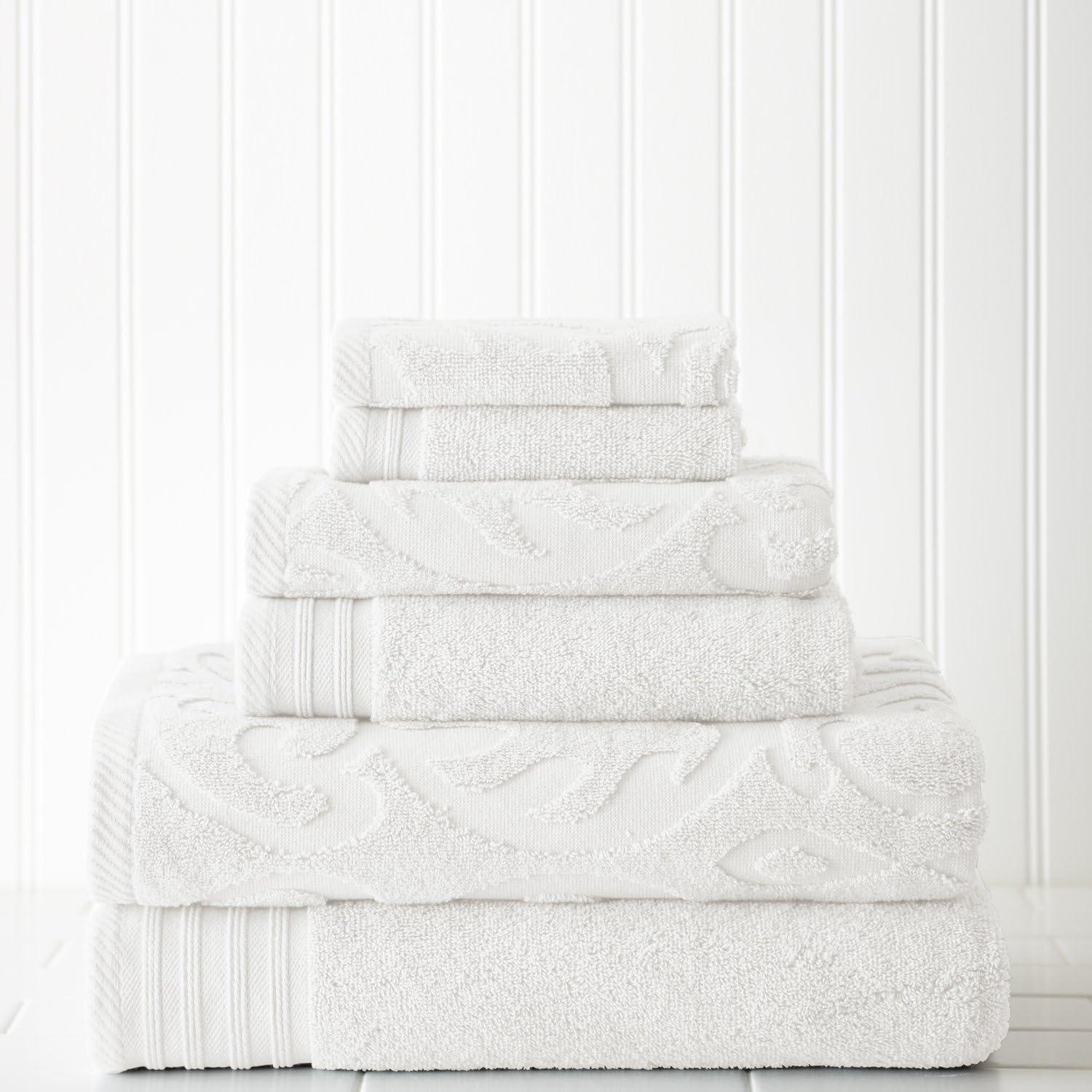 White Egyptian Cotton Jacquard 6-Piece Towel Set