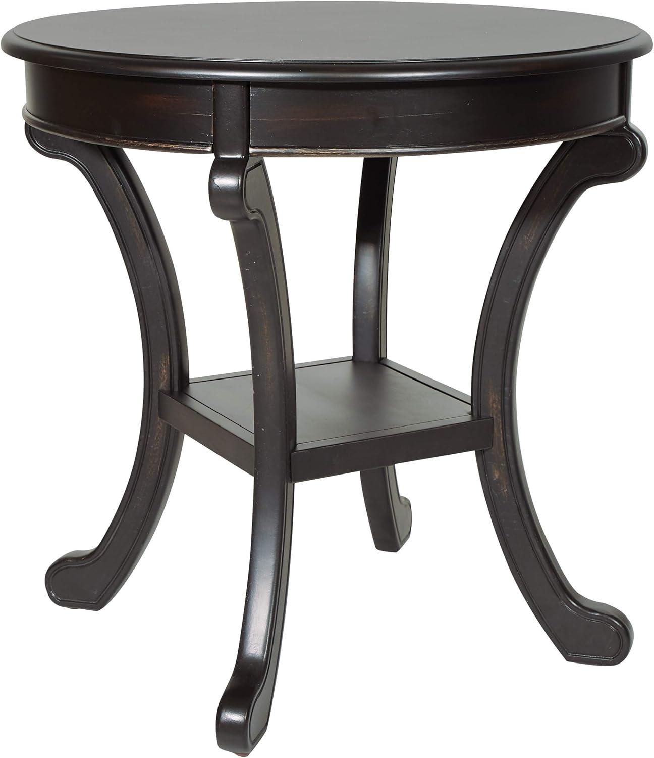 Vermont Round Wood Accent Table in Antique Black