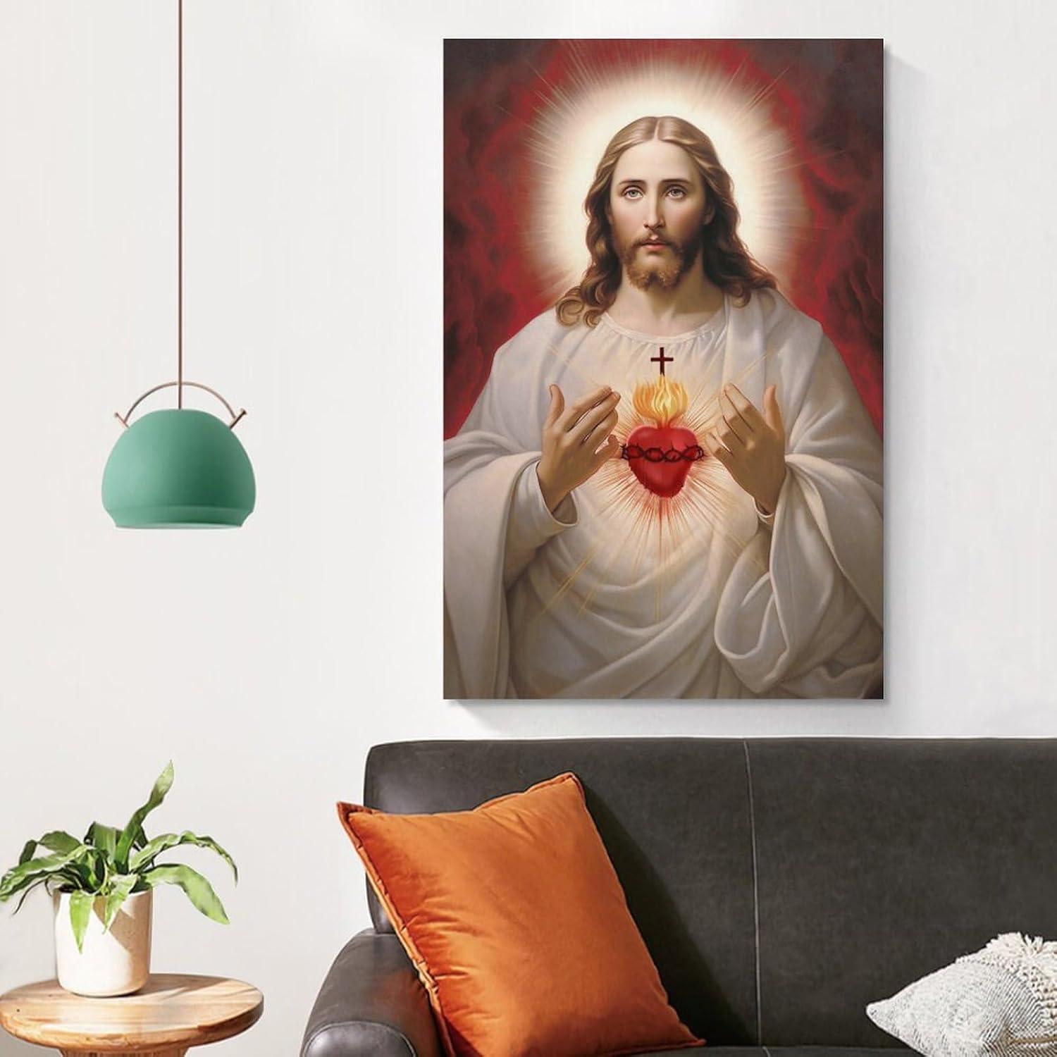 Sacred Heart of Jesus Religious Canvas Wall Art