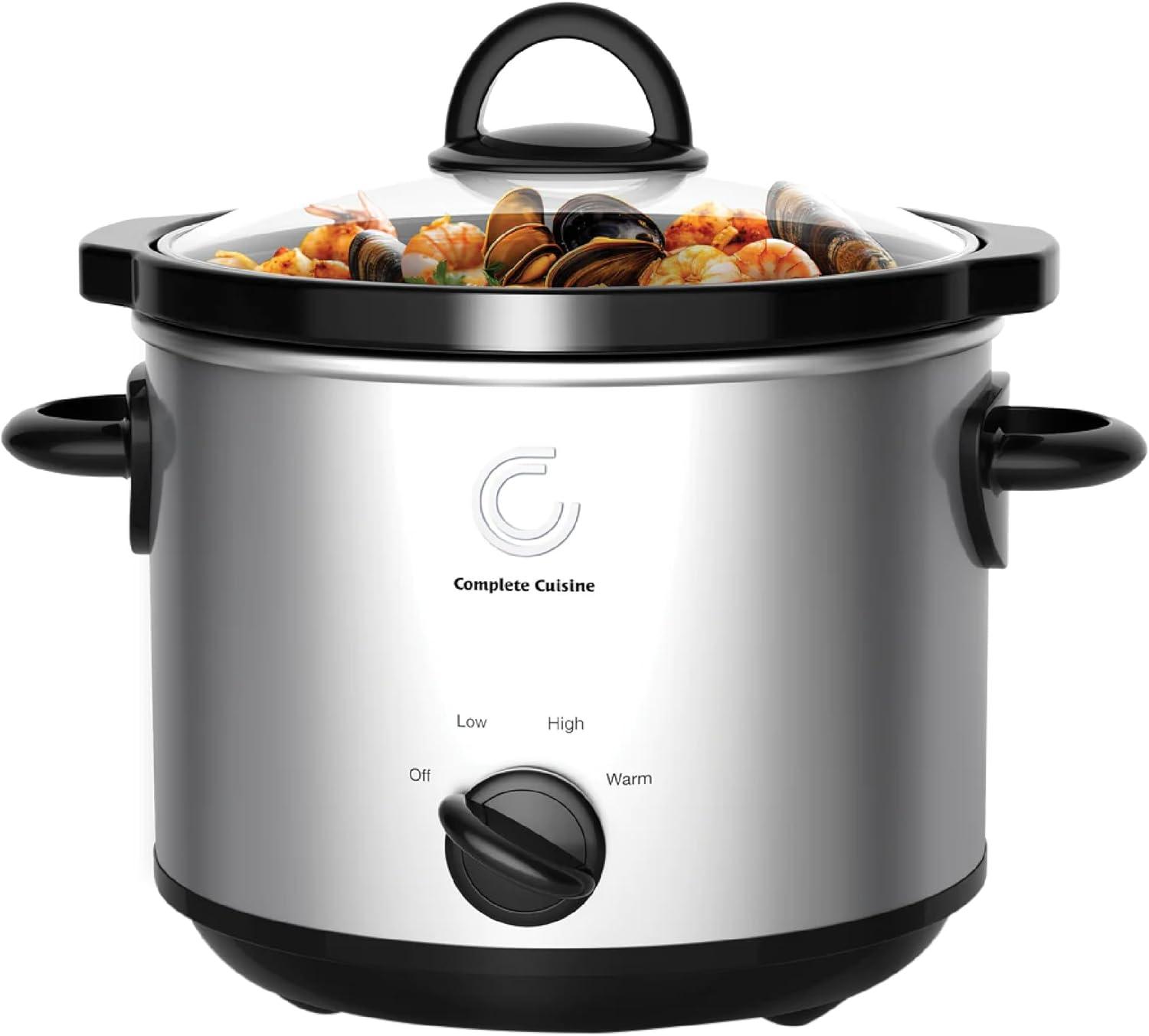 Complete Cuisine CC-3000-SL 3-Quart Round Stainless-Steel Slow Cooker