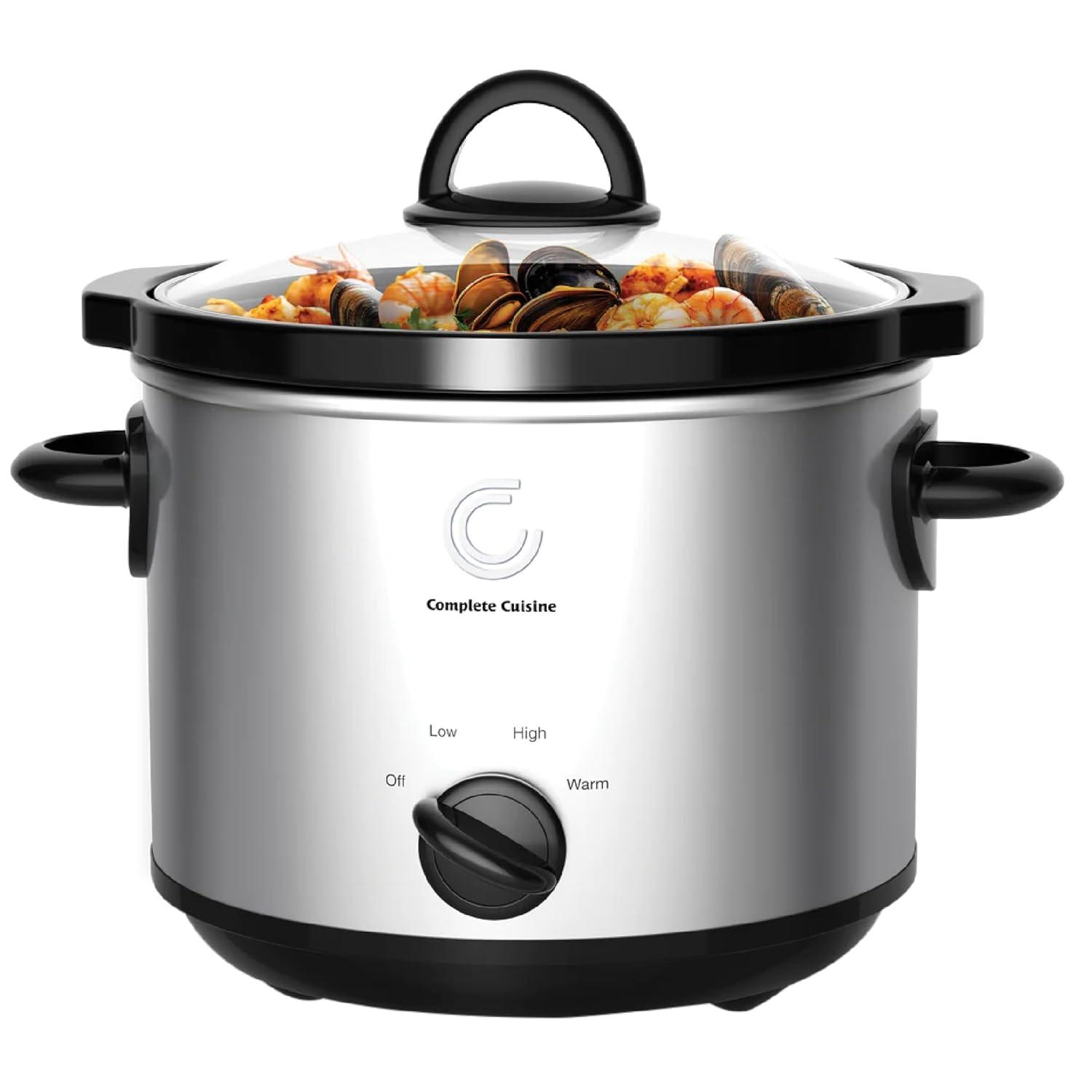 Complete Cuisine CC-3000-SL 3-Quart Round Stainless-Steel Slow Cooker