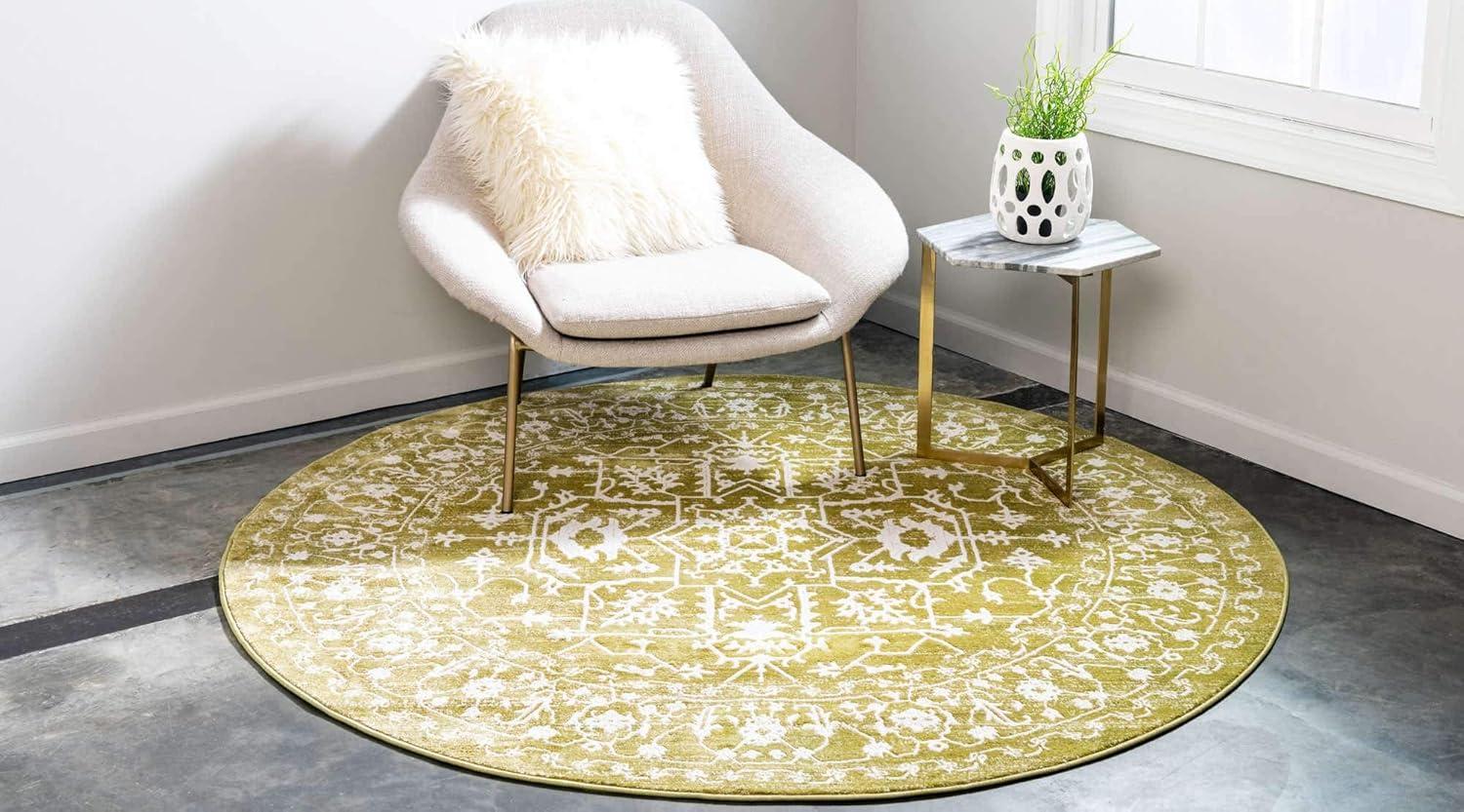Unique Loom New Classical Collection Area Rug - Olympia (8'  Round Light Green/Ivory)