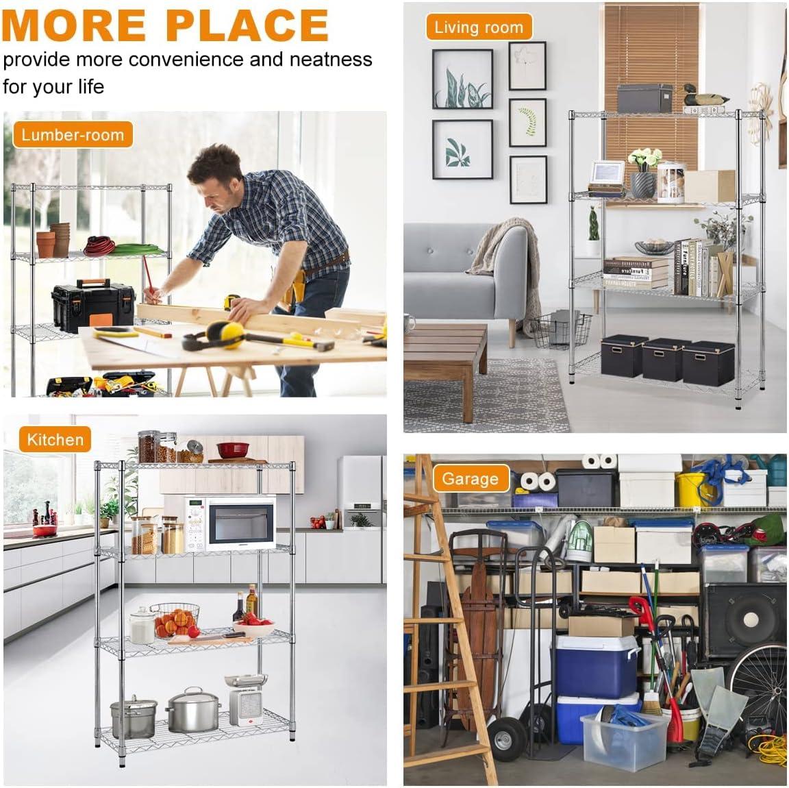 FDW Wire Shelving Unit Heavy Duty Storage Rack Metal Shelf Garage Organizer Wire Rack  (Chrome, 36" L x 14" W x 54" H)