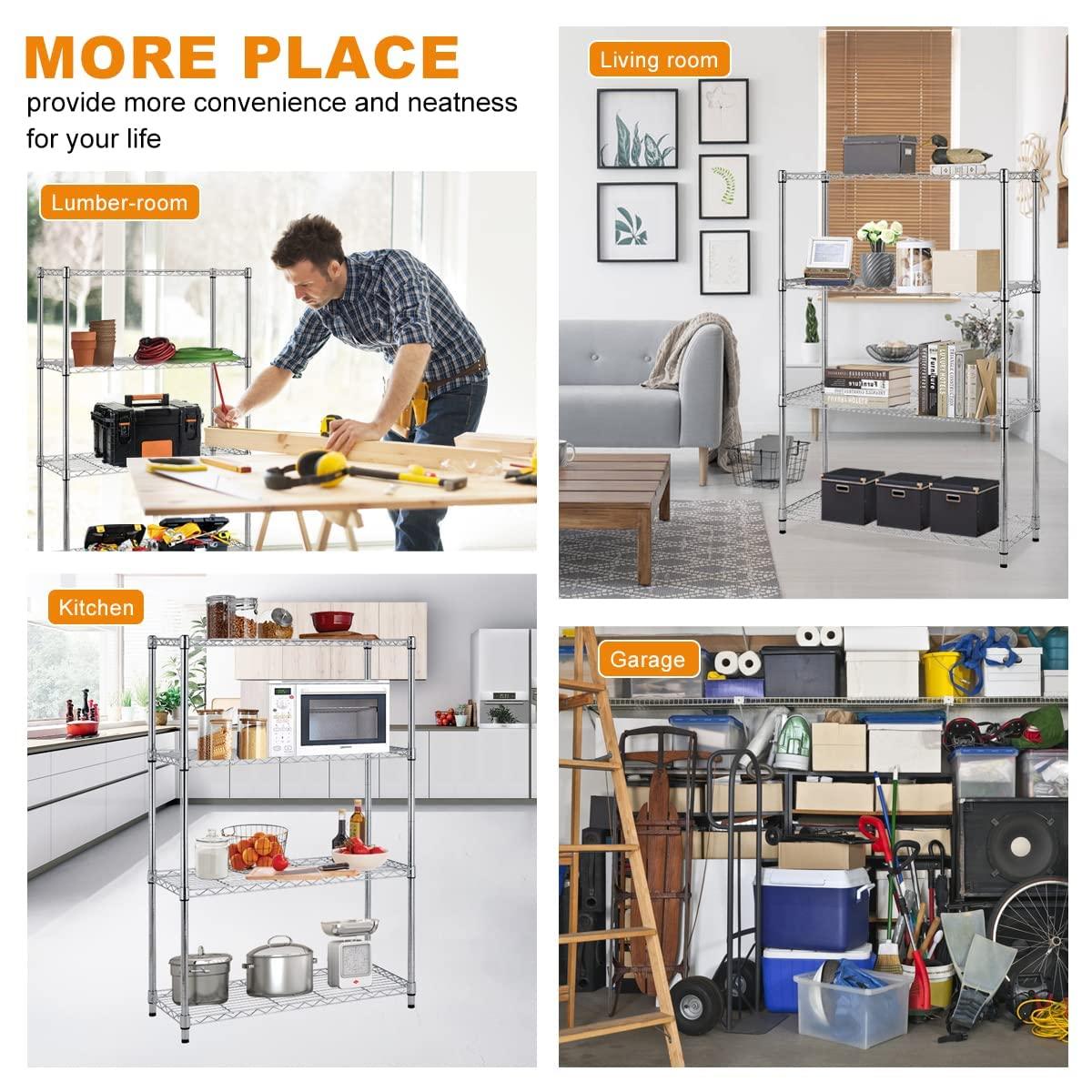 FDW Wire Shelving Unit Heavy Duty Storage Rack Metal Shelf Garage Organizer Wire Rack  (Chrome, 36" L x 14" W x 54" H)