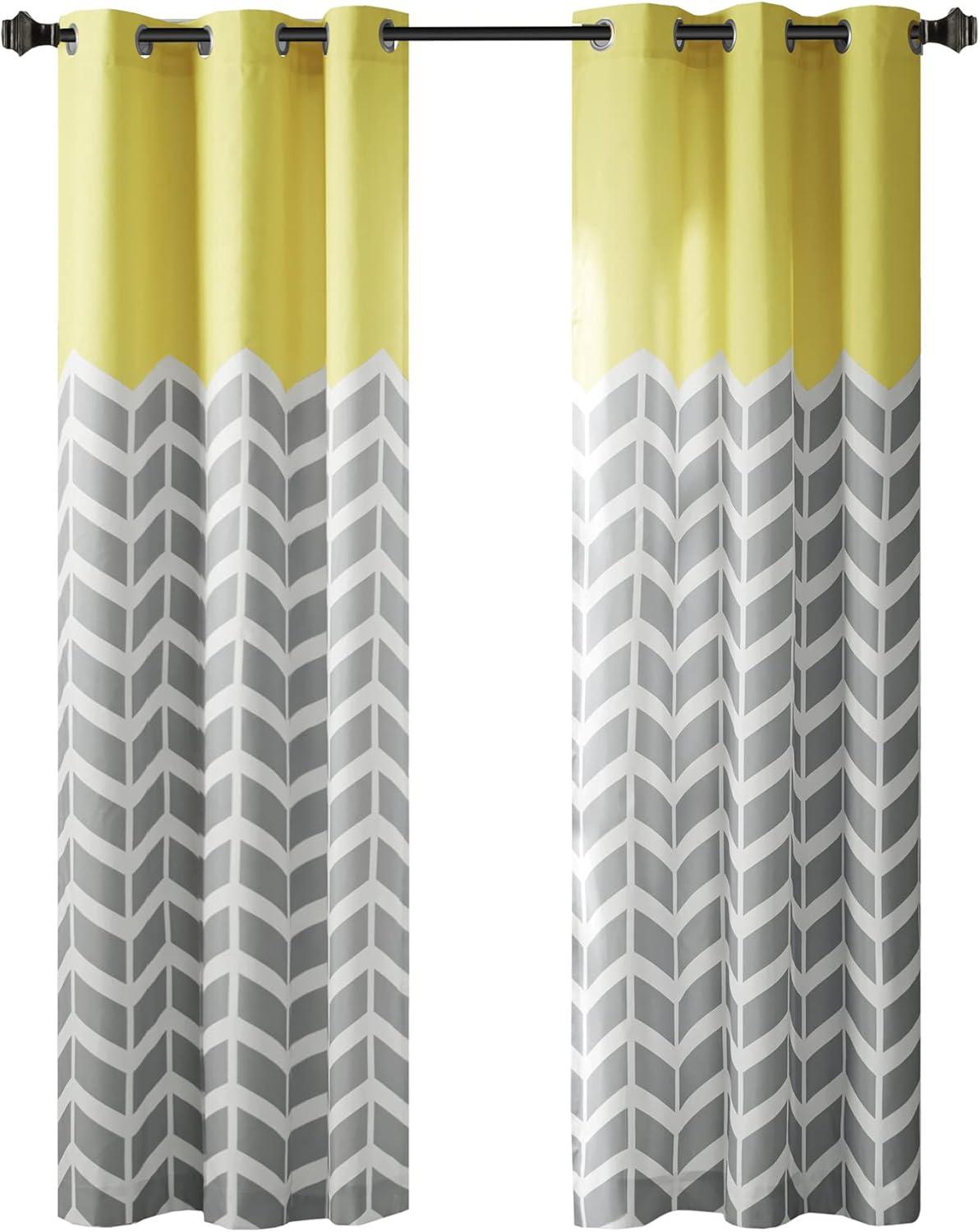 Elaine Chevron Printed Grommet Top Curtain Panel Pair