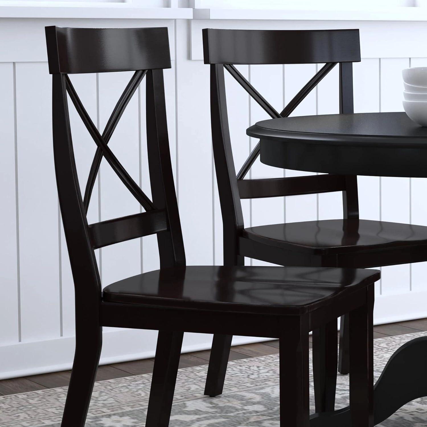 Homestyles 5 Piece Wood Dining Set with Pedestal Table in Black