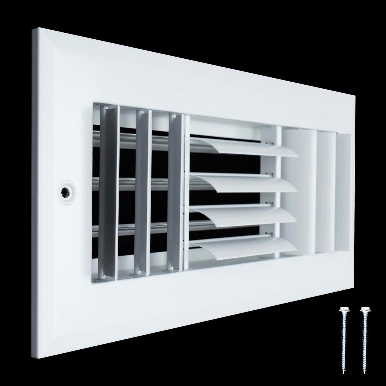 White Aluminum 10x4 Adjustable 3-Way Air Supply Grille