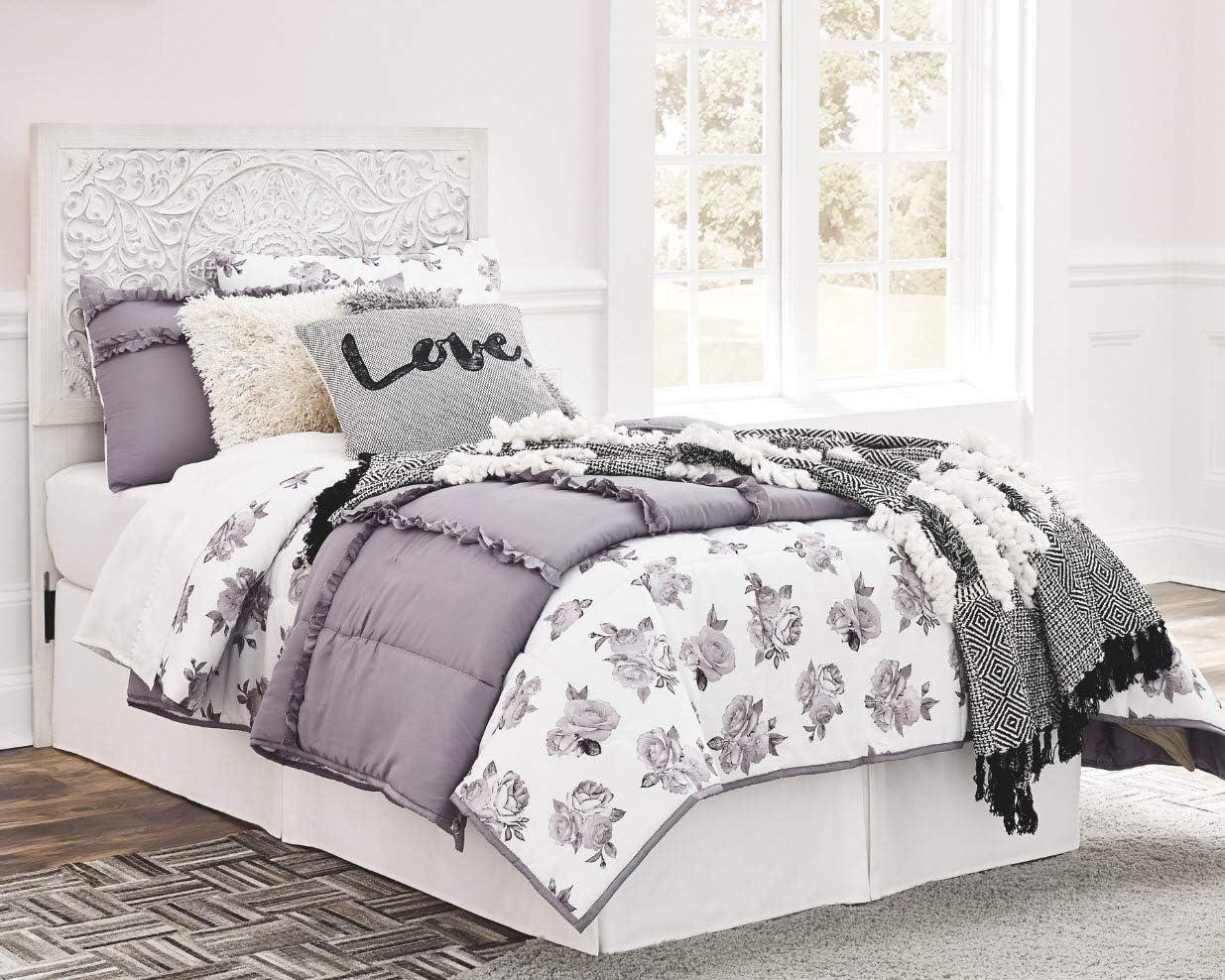 Signature Design by Ashley Traditional Paxberry Twin Panel Headboard, Whitewash