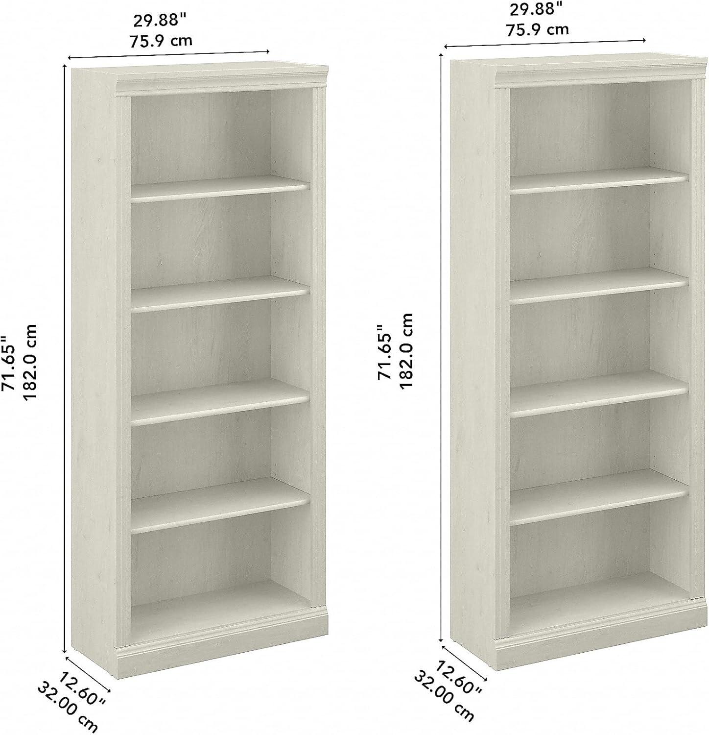 Bush Furniture Saratoga Tall 5 Shelf Bookcase - Set of 2