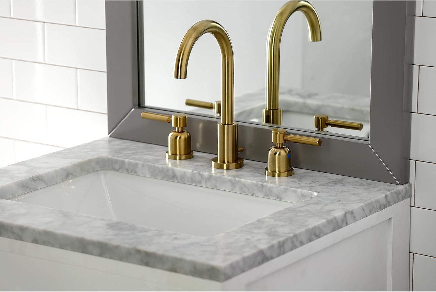 Kingston Brass Concord Two-Handle 3-Hole Deck Mount Widespread Bathroom Faucet with Brass Pop-Up Drain