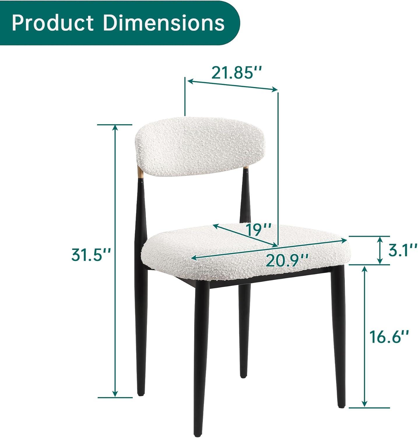 2 Pieces Boucle Armless Dining Chair, Upholstered Accent Chair